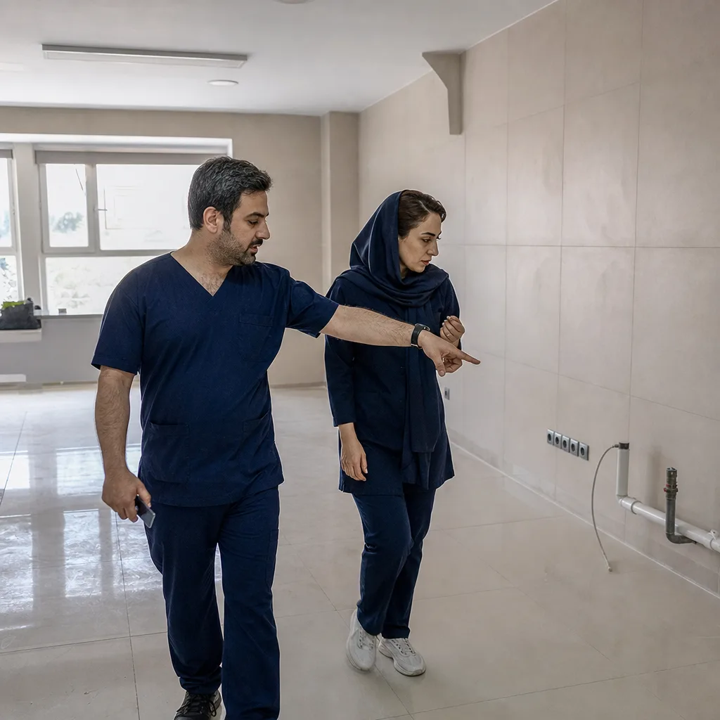 بازدید فنی از فضای خالی برای آمادهسازی مطب دندانپزشکی